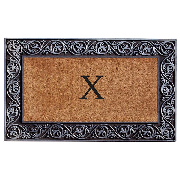 Calloway Mills Monogram Door Mat, Silver, Black, Natural, 18 in W x 30 in L 10002SILVX - main